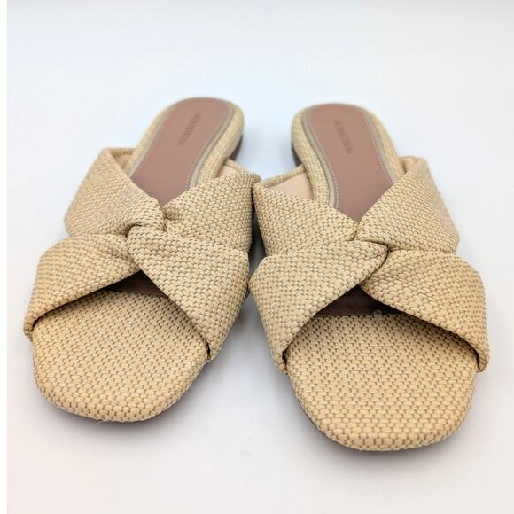 Nordstrom Cerise Faux Leather Weave Slide Sandal Women's Beige Size US6.5 - Picture 2 of 9